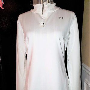 NWOT Under Armour Women's XL Semi-Fitted Zip Neck Long Sleeve White ColdGear